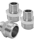 Three Pack Brass Nickel Plated Water Line Adapters One Half Inch Male To Three Eighths Inch Male Reducer Compression Fittings