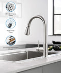Top Shelf Stainless Steel Kitchen Faucet With Slick Pull Down Sprayer And Cold Forward Handle For Lead Free Safety And No Sweat Daily Sink Chores Plus Easy DIY Setup, 304 stainless steel design with PEX inner tube.