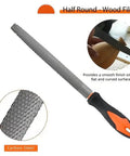 Heavy Duty Three Piece Wood Rasp File Set With Eight Inch Round Half Round And Flat Steel Files Featuring Soft Rubber Grip Handles For Pro Carpenters Knocking Down Rough Surfaces And Smoothing Hardwood Like A Champ half round wood file with carbon steel and rubber grip handle
