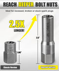 Comparison of classic and upgraded 3/8 inch TOPEC socket from Spiral Type Deep Bolt Extractor Set Ten Pieces For Removing Damaged Stripped Frozen Or Rusted Bolts Nuts Screws Studs And Spark Plug Extraction Socket Built For Quick No Sweat Repairs.