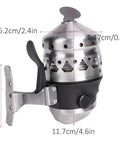 Ambidextrous Spincast Fishing Reel With Stainless Steel Build, 15Lb Line Capacity, side view with specifications