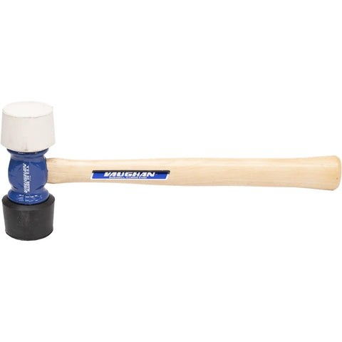 Pro Grade 24 Oz Soft Face Rubber Mallet With Replaceable 2 Inch Non Marring White Tips Made In USA White And Black RM24 VN19510