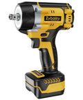 Heavy Hitter Cordless Impact Wrench Driven By A Rugged Brushless Motor Operating As A Versatile Drill Plus Screwdriver Combining To Deliver 516 Ft Lbs Of Serious Torque For Daily Grinds, yellow and black design.