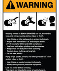 Solid Heavy Duty Bench Grinder Warning Metal Tin Wall Sign Ansi Caution Guidelines For Shop Floor And Workshop 12 X 16 Inch durable sign with safety instructions.