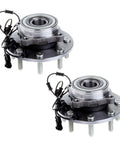 Front Wheel Hub Bearing Assembly Pair for Dodge Ram 1500 2500 3500 4x4 2006 2007 2008 8 Lug ABS OE Replacement Front Left and Right Ready To Install Today, showing two wheel hubs with wiring and lug bolts.