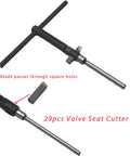 Pro Grade 29 Piece Universal Valve Seat Cutter Kit With Carbide Tipped Blades And Arbors For 22 To 63mm Valves shown with T-handle
