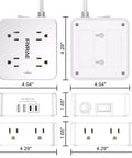 Knockout Ten Foot Extension Cord With Eight Separate Outlets And Four Fast USB Charging Ports Including Two USB C Plugs Compact Three Sided Surge Protector Power Strip For Home Office Gaming Setups No More Scrambling Over Plugs Today, showing all sides and ports.