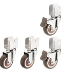 Four Pack Slick Rolling Quiet 2 Inch U Shaped Plywood Soft Rubber Furniture Casters With Universal Fit And Pulley Accessory Kit