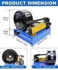 Heavy Duty Hydraulic Hose Crimper With Seven Die Sets Straight Up Portable Crimping Tool dimensions showing 200mm diameter and 320mm length.