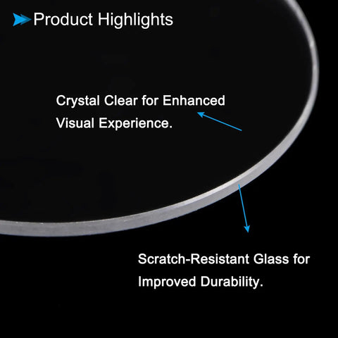 Ultra Clear 25.5mm Round Watch Crystal Lens 0.8mm Thick Mineral Replacement, showcasing scratch-resistant glass and enhanced clarity.