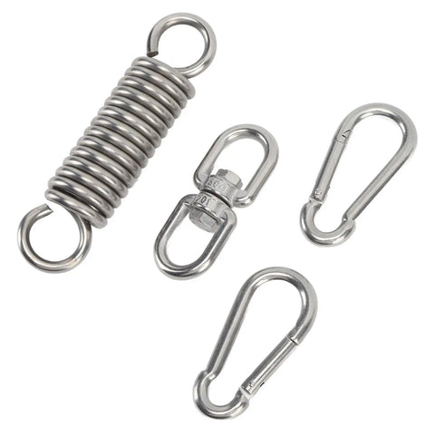 Beefy Heavy Bag Spring In 304 Stainless Steel 200kg Load Capacity Punching Bag Hanger components with rotating ring and fasteners