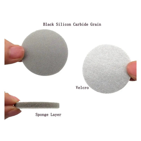 Grab These 40Pcs Flocking Sanding Sponge Discs With Hook And Loop Backing for detailed view of Black Silicon Carbide and Velcro material.