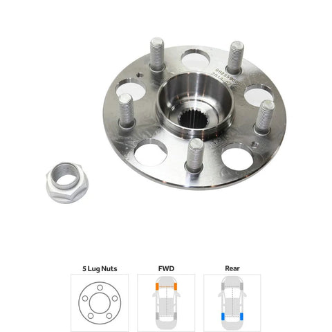 Rear Wheel Hub Bearing Assembly Replacement For Honda CR-V 2002 2006 Left Or Right Side 5 Lug Bolt Pattern Fits OE Replacement Replaces 42210S0H000 Direct Fit Easy Install Built Tough Durable, Quality Hub