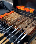 12 Pack 22 Inch Stainless Steel Kabob Skewers With Wide Reusable Nonslip Wooden Handles Heavy Duty BBQ Skewers in grill