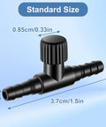 20 Pack T Shaped Aquarium Air Valves For 3 By 16 Inch ID Airline Tubing Black Single Way Control Valve product dimensions