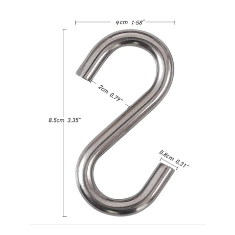 Heavy Duty S Hooks 4 Pack For Hammock Stands, Swings, Plant Hangers, Built Tough Industrial Grade Galvanized Steel, 3.3 Inch Long