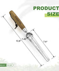 Pro Grade Seeding Widger With 6 Inch Scale, Stainless Steel Planting Trowel With Wood Handle, Measurements Shown