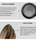 Heavy Duty Granite Mortar And Pestle Set 6 Inch Stone Grinder with frosted interior for effective crushing and easy cleaning