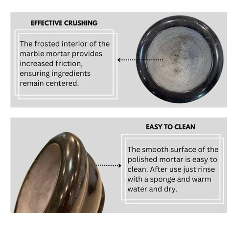 Heavy Duty Granite Mortar And Pestle Set 6 Inch Stone Grinder with frosted interior for effective crushing and easy cleaning