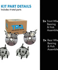 Front And Rear Wheel Bearing And Hub Assembly Set Four Piece Direct Fit For 2005 2010 Jeep Grand Cherokee And 2006 2010 Commander