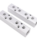 Durable Aluminum Air Manifold 4 Way 6 Port Distribution Block with One Quarter Inch NPT Output and One Half Inch NPT Supply Port