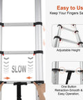 Ten And A Half Foot Aluminum Telescoping Ladder With One Button Retraction EN131 Certified 330 Pound Capacity shown in detail