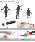 Steps to adjust the Adjustable Jump Rope With No Tangle Fast Ball Bearings for Men Women and Kids Durable Steel Wire Coated Rope.