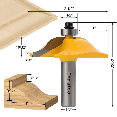 Three Piece Half Inch Shank Router Bit Set For Raised Panel Cabinet Doors And Windows Cemented Carbide Woodworking Router Bits