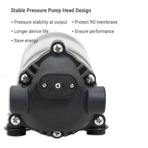 Kick Your Home Water Up A Notch With This Heavy Duty 400 Gpd Self Priming Ro Booster Pump For Smooth Reverse Osmosis Flow And Zero Hassle Everyday Filter Performance, front view showing stable pressure pump head design.