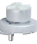 Hard Working 12 Volt Dc Gear Motor With Serious Torque And Low Power Draw Js 50T Micromotor showing silver metal body and mounting brackets.
