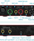 Front and back view of 2x2 USB Audio Interface With Mic Preamplifier And 48V Phantom Power For Studio Quality Recording