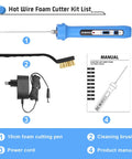 Dominox Electric Hot Wire Foam Cutter 4 Inch Styrofoam Hot Knife Pen Tool with cleaning brush, power adapter, and manual