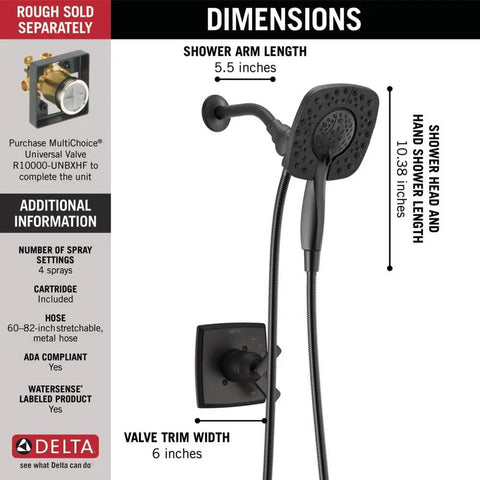 Kick Up Your Bath Game With This Slick Matte Black Dual Handle Shower Trim Kit Featuring An In2ition 2 In 1 Showerhead And Handheld Sprayer That Delivers Premium Flow And A Straight Fire Modern Look