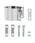 Beefy Stainless 5 Inch Exhaust Band Clamp Butt Joint Sleeve Coupler For Mufflers And Exhaust Pipe 2 Pack showing components