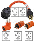 6-50 Welder Adapter Kit For Generators And Welders L14-30P To 6-50R Conversion, showing orange locking plugs.