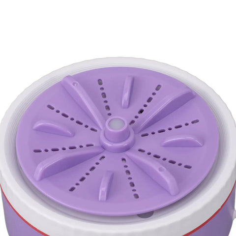 Close-up of the purple lid of the Portable Mini Washing Machine USB Powered Compact Clothes Washer Adjustable Timer for Delicates.
