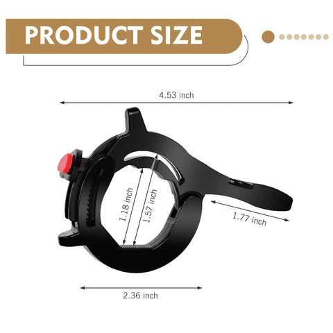 Universal Motorcycle Throttle Cruise Control Assist Anti Slip Grip Lock Clamp size illustration with dimensions in inches.