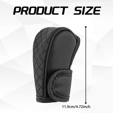 Leather Gear Shift Knob Cover With Upgraded Anti Slip Grip for Cars Trucks SUVs Universal Fit Black 11.9cm