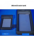 Premium Replacement Vat For Formlabs Form 3L Resin Tank, showing two sizes of resin tanks for comparison on blue background.