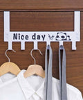 Heavy Duty 6 Hook Wall Mounted Metal Coat Rack Cabinet Door Hanger System For Hallway Bathroom And Kitchen Versatile Towel Organizer With No Sweat Quick Install with wood hangers and ties.