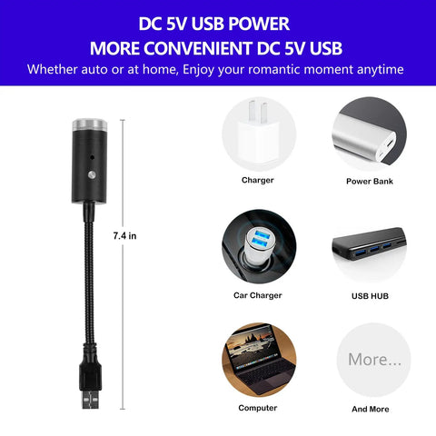 DC 5V USB Star Light Sound Activated Night Light For Car And Home With 3 Color Options And 9 Modes compatibility chart