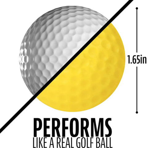 Yellow and white Practice Foam Golf Balls 16 Or 32 Pack With Limited Flight And True Spin For Real Feel Training Balls with 1.65in size.
