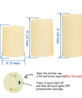 Set Of 3 Waterproof LED Flameless Pillar Candles With Timers For Outdoor Vibe 4 Inch 5 Inch And 6 Inch Tall with battery slot