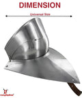 Bevor Armor In 16 Gauge Steel With Polished Finish For Full Face And Neck Protection shown in universal size