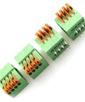 8 Pin 4 Position 2.54mm Pitch Screwless PCB Terminal Block Connectors for KF141R KF141V with orange levers, 4 poles, green housing