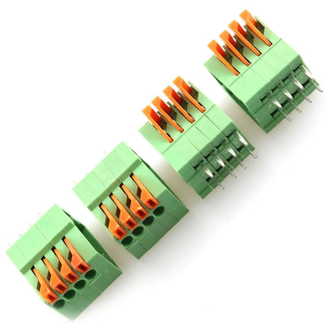 8 Pin 4 Position 2.54mm Pitch Screwless PCB Terminal Block Connectors for KF141R KF141V with orange levers, 4 poles, green housing