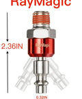 Pro Grade 1/4 Inch Swivel Air Plug Set 6 Pack Steel Red Swivel Air Hose Fittings NPT Male Threads Pre Coated With Sealing For Leak Free Connections Up To 300 PSI High Pressure Keeps Hoses Stable At Any Angle. Red steel 1/4 in swivel air plug, 2.36 in tall