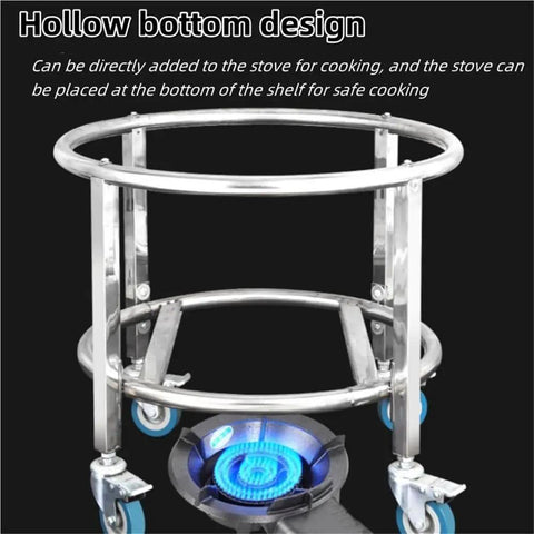 Heavy Duty Stainless Steel Bucket Dolly With Wheels For Stock Pots Soup Pots Barrels And Heavy Loads Portable Hand Truck Built To Roll Easy In Home And Commercial Kitchens Storage And Catering hollow bottom design