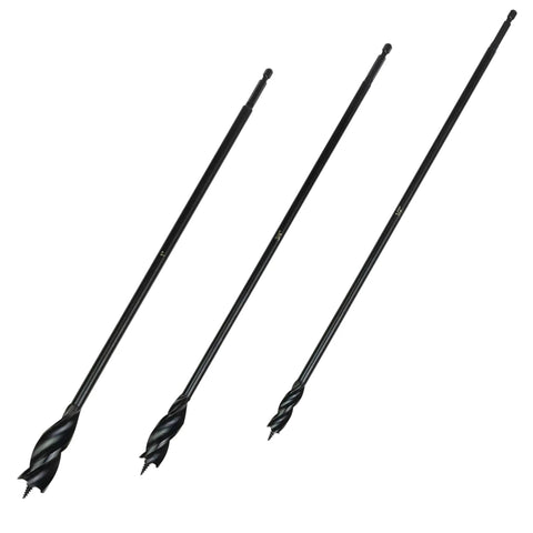 Beast Pro Grade 3 Piece 16 Inch Wood Auger Bit Set With 3 Flute Design And Quarter Inch Quick Change Shank For Hard And Soft Wood.