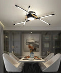 Dining room with Dope Ten Head Modern LED Ceiling Light With Recessed Mount 4000K Warm White Black And Gold Finish Mega 42.5 Inch Diameter